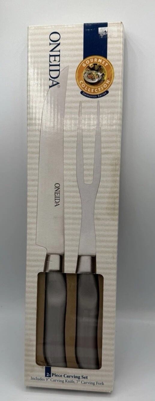 Oneida Delmonico 2 Piece Carving Set Knife Fork Gourmet Collection New